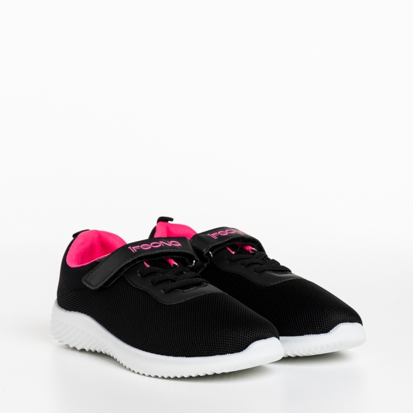 Детски спортни обувки  черни с розово от текстилен материал  Amie - Kalapod.bg