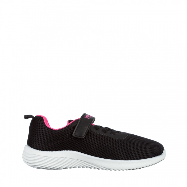 Детски спортни обувки  черни с розово от текстилен материал  Amie, 2 - Kalapod.bg