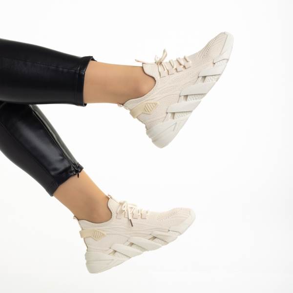 Дамски спортни обувки  бежови  от текстилен материал  Leanna, 6 - Kalapod.bg