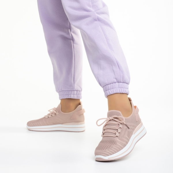 Дамски спортни обувки  розови  от текстилен материал  Aryana, 3 - Kalapod.bg