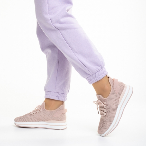 Дамски спортни обувки  розови  от текстилен материал  Aryana, 4 - Kalapod.bg