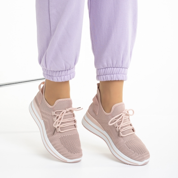 Дамски спортни обувки  розови  от текстилен материал  Aryana, 5 - Kalapod.bg