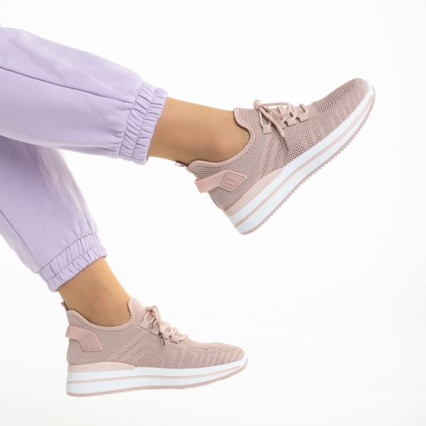 Дамски спортни обувки  розови  от текстилен материал  Aryana, 6 - Kalapod.bg
