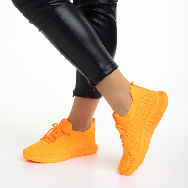 Дамски спортни обувки оранжеви  от текстилен материал  Kassidy, 4 - Kalapod.bg