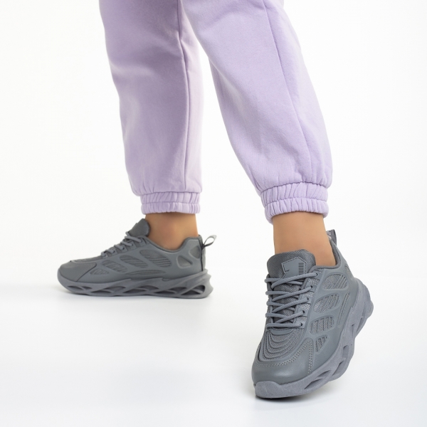 Дамски спортни обувки  сиви  от еко кожа и текстилен материал  Alora, 5 - Kalapod.bg