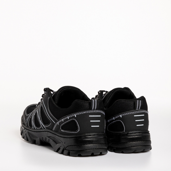 Мъжки спортни обувки черни  от еко кожа и текстилен материал  Devin, 4 - Kalapod.bg