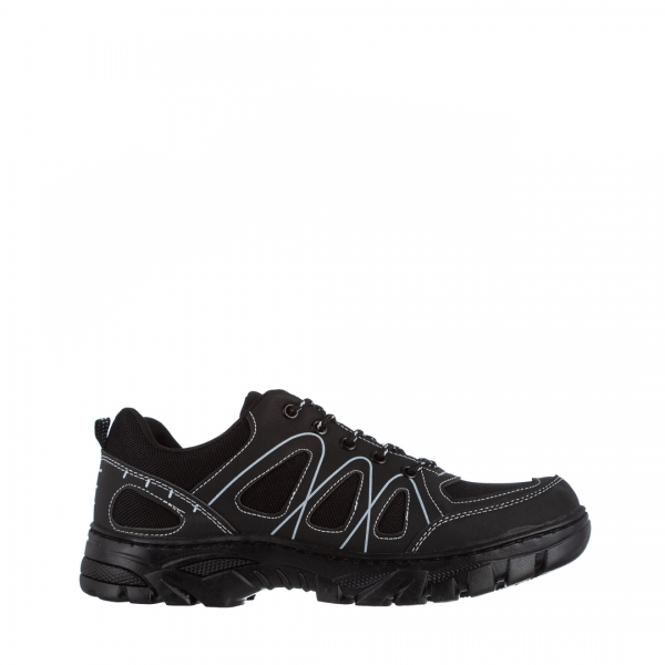 Мъжки спортни обувки черни  от еко кожа и текстилен материал  Devin, 2 - Kalapod.bg