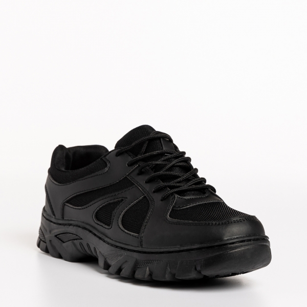Мъжки спортни обувки черни  от еко кожа и текстилен материал  Amedeo - Kalapod.bg