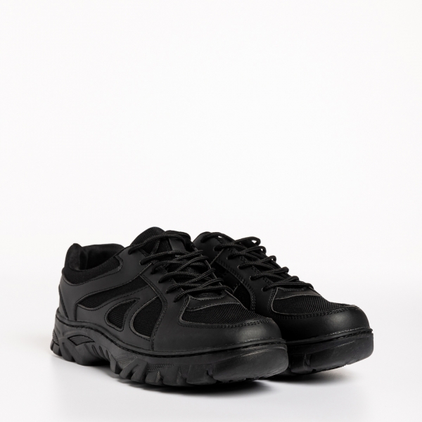 Мъжки спортни обувки черни  от еко кожа и текстилен материал  Amedeo, 3 - Kalapod.bg