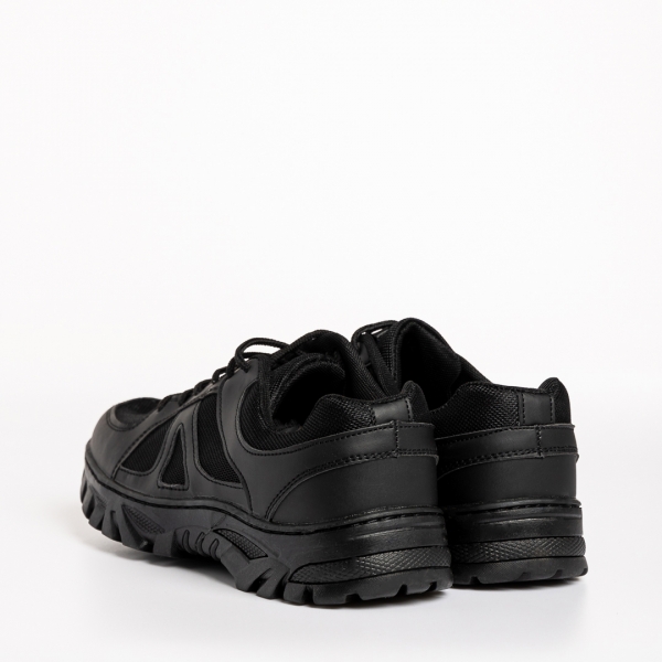 Мъжки спортни обувки черни  от еко кожа и текстилен материал  Amedeo, 4 - Kalapod.bg