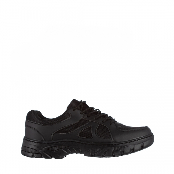 Мъжки спортни обувки черни  от еко кожа и текстилен материал  Amedeo, 2 - Kalapod.bg