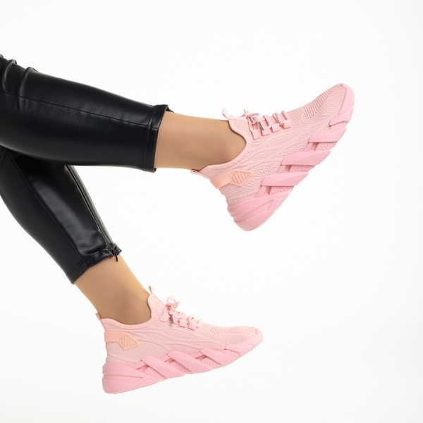 Дамски спортни обувки  розови  от текстилен материал  Leanna, 5 - Kalapod.bg