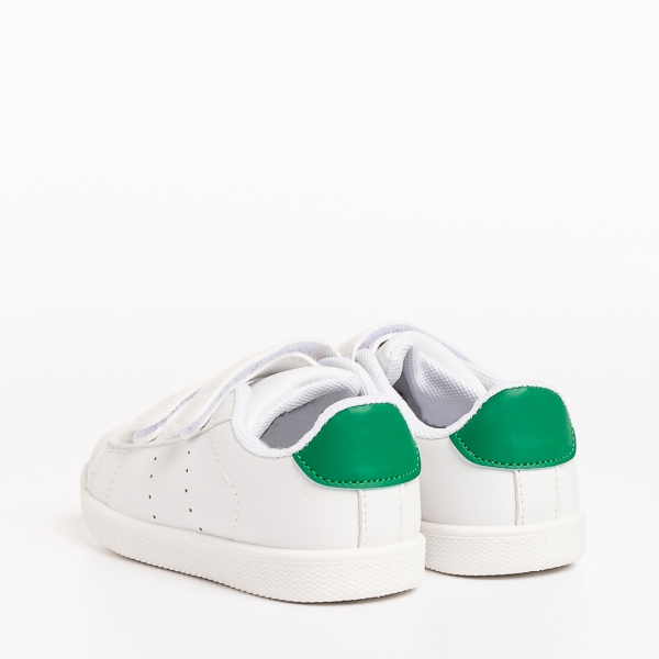 Детски спортни обувки  бели  със зелено  от еко кожа Barney, 4 - Kalapod.bg