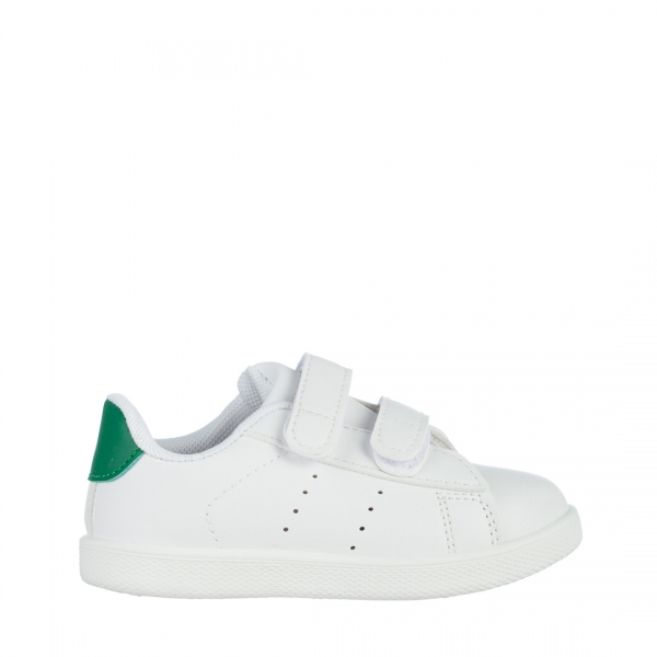 Детски спортни обувки  бели  със зелено  от еко кожа Barney, 2 - Kalapod.bg