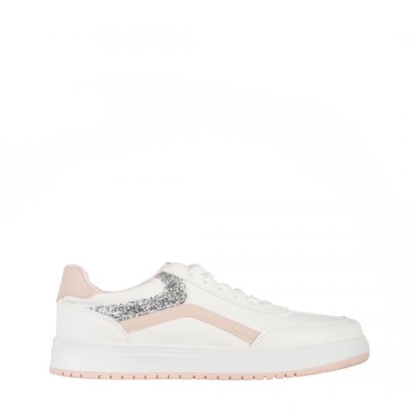 Дамски спортни обувки  бели с розово от еко кожа  Damiana, 2 - Kalapod.bg