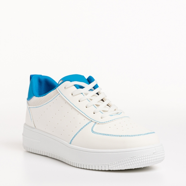 Дамски спортни обувки  бели  със синьо от еко кожа  Amista, 3 - Kalapod.bg