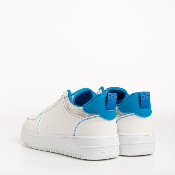 Дамски спортни обувки  бели  със синьо от еко кожа  Amista, 4 - Kalapod.bg
