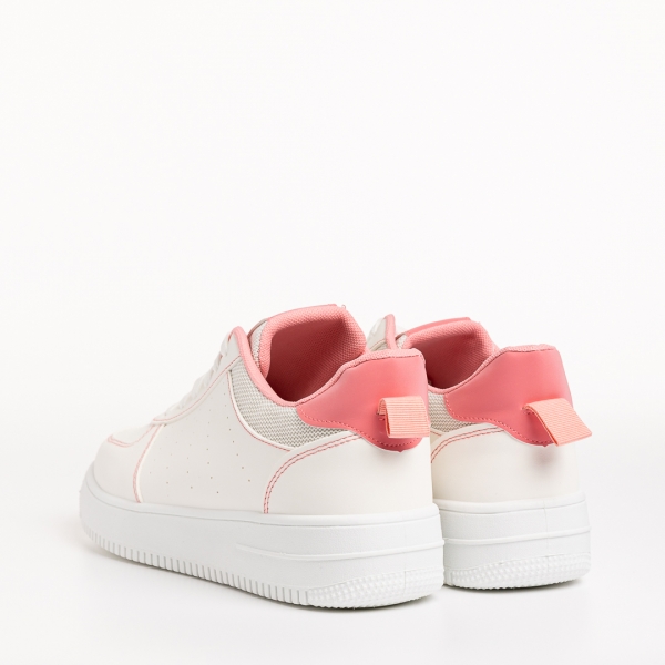 Дамски спортни обувки  бели с розово от еко кожа  Amista, 4 - Kalapod.bg