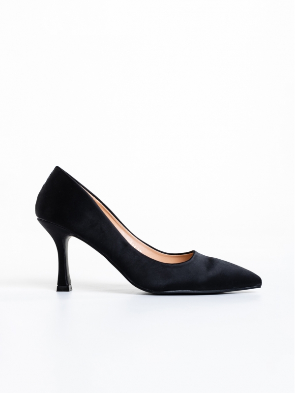 Дамски обувки  черни  с ток  от текстилен материал  Kenina, 5 - Kalapod.bg
