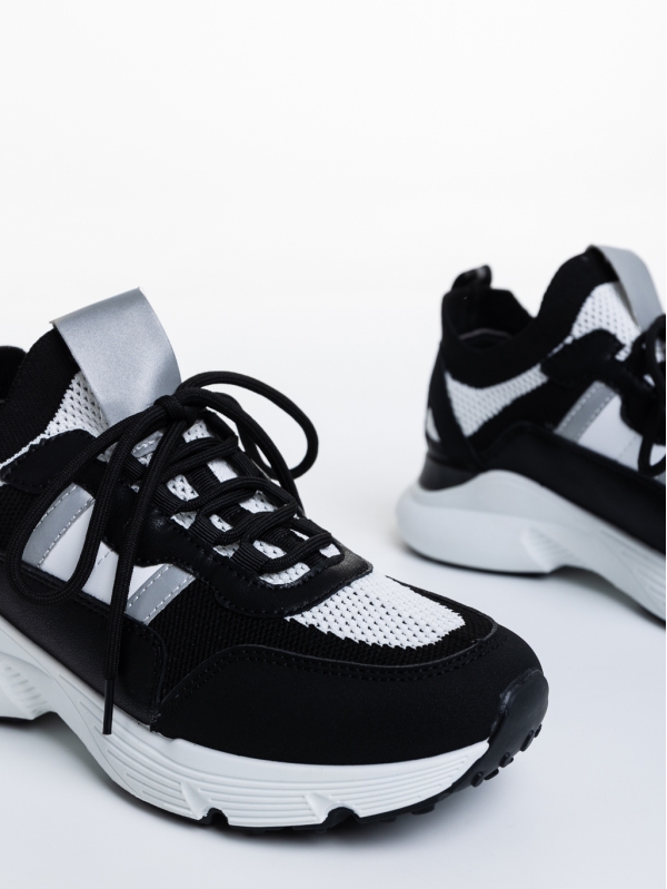 Дамски спортни обувки бели с  черно от текстилен материал  Penny, 7 - Kalapod.bg