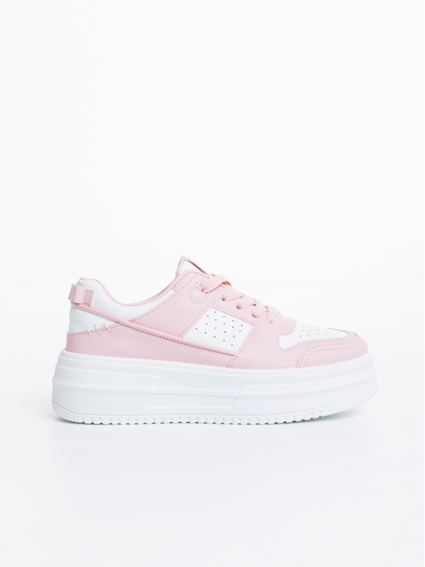 Дамски спортни обувки бели с  розово  от  еко кожа  Luisina, 5 - Kalapod.bg