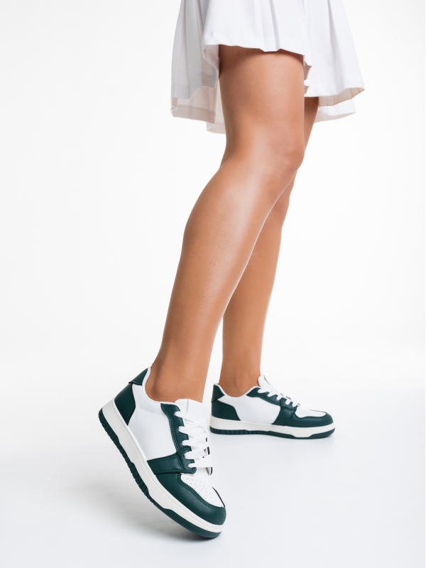 Дамски спортни обувки бели със  зелено от  еко кожа  Narine, 3 - Kalapod.bg
