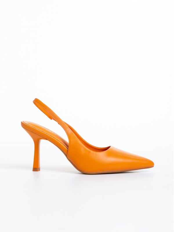 Дамски обувки  оранжеви с ток  от  еко кожа  Floretta, 5 - Kalapod.bg