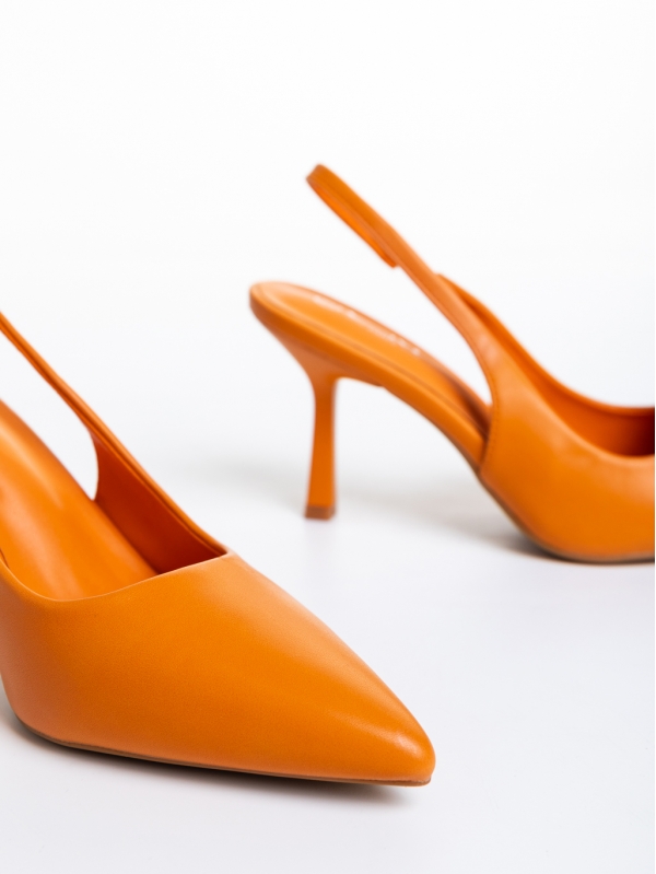Дамски обувки  оранжеви с ток  от  еко кожа  Floretta, 6 - Kalapod.bg