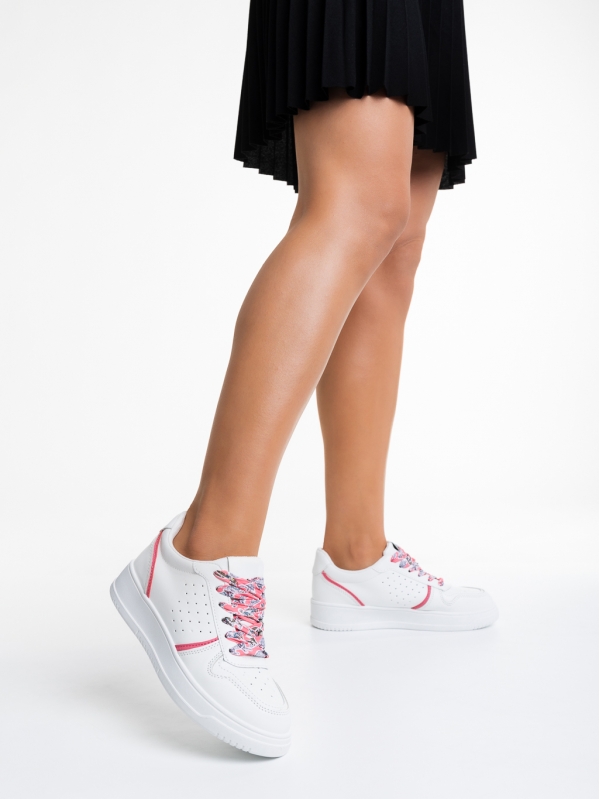 Дамски спортни обувки бели с розово от еко кожа  Gustava, 3 - Kalapod.bg
