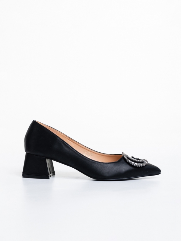 Дамски обувки  черни  с ток  от  еко кожа  Marisela, 5 - Kalapod.bg