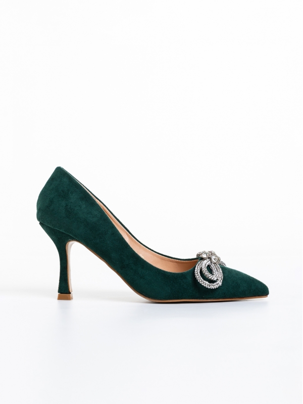 Дамски обувки  зелени  с ток  от текстилен материал  Nayara, 6 - Kalapod.bg