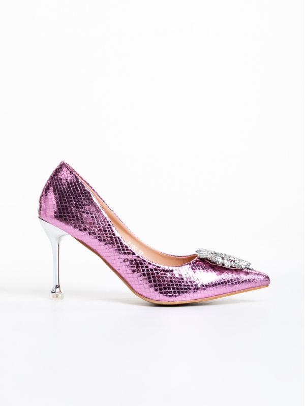 Дамски обувки  розови  с ток  от  еко кожа  Nerina, 5 - Kalapod.bg