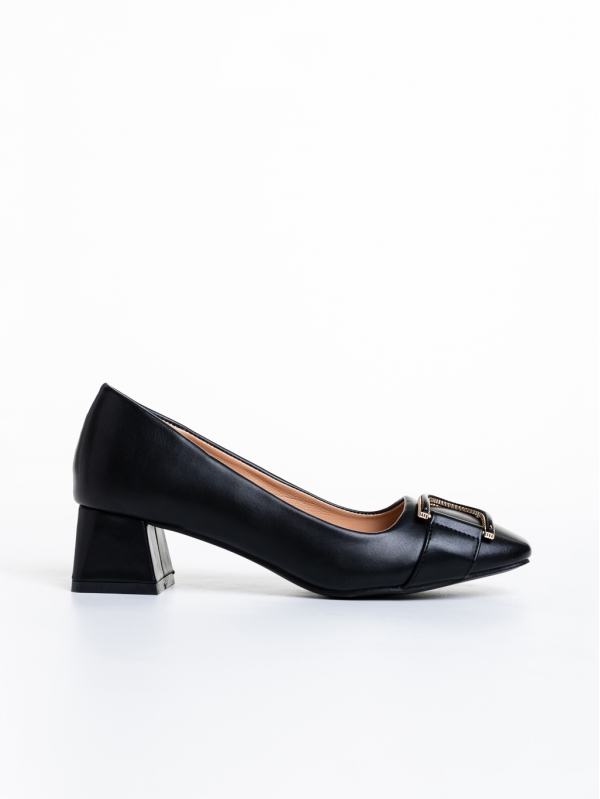 Дамски обувки  черни  с ток  от  еко кожа  Inaya, 5 - Kalapod.bg