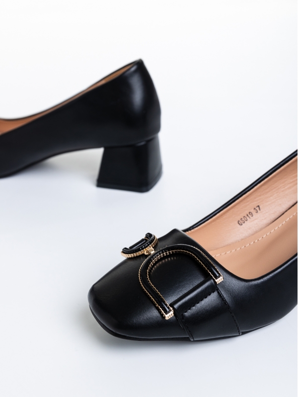 Дамски обувки  черни  с ток  от  еко кожа  Inaya, 6 - Kalapod.bg