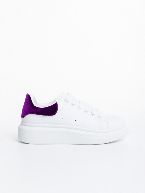 Дамски спортни обувки бели с лилаво от еко кожа  Manola, 5 - Kalapod.bg