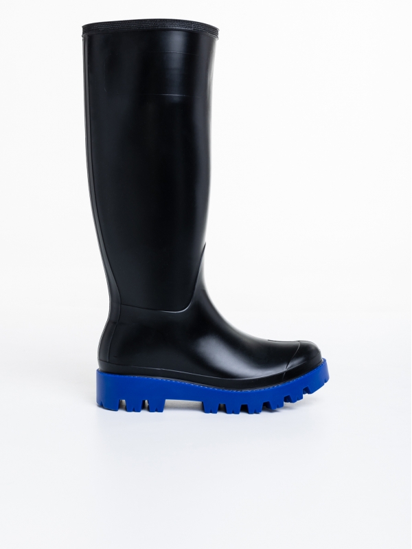 Дамски чизми  черни със синьо от каучук  Filippa, 5 - Kalapod.bg