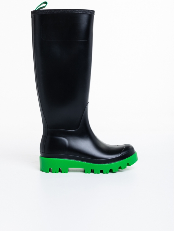 Дамски чизми  черни със зелено от каучук  Filippa, 5 - Kalapod.bg