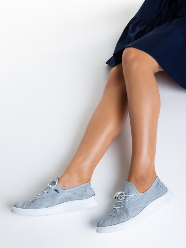 Всекидневни дамски обувки сини от естествена кожа  Nilda, 4 - Kalapod.bg