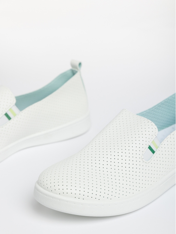 Мъжки спортни обувки  бели със зелено  от еко кожа  Amias, 4 - Kalapod.bg