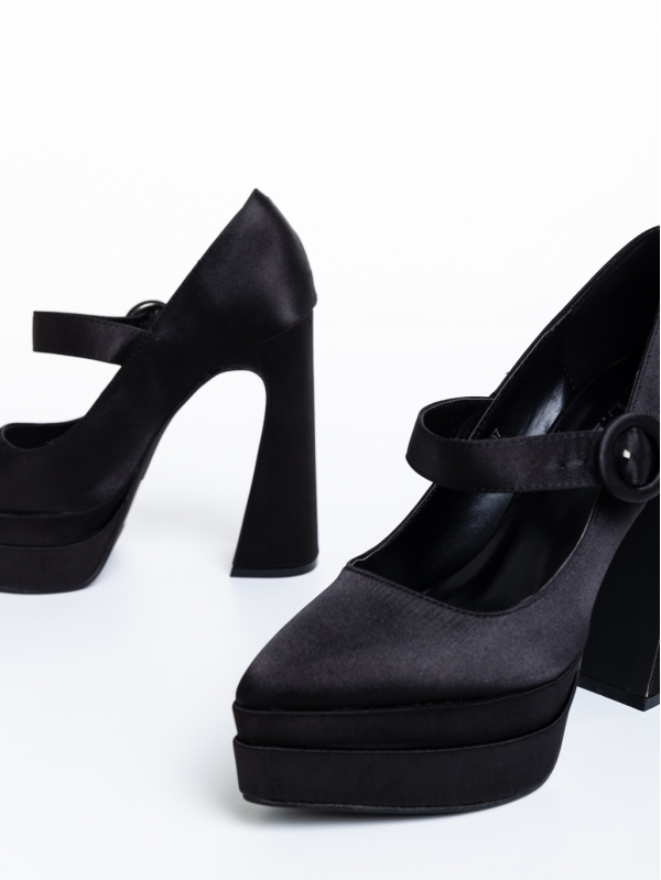 Дамски обувки  черни  с ток  от текстилен материал  Regena, 6 - Kalapod.bg