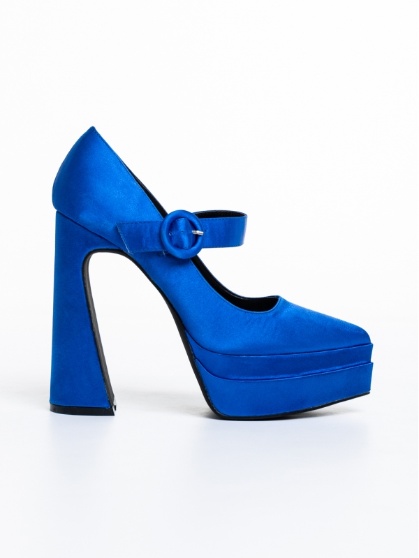 Дамски обувки  сини  с ток  от текстилен материал  Regena, 5 - Kalapod.bg