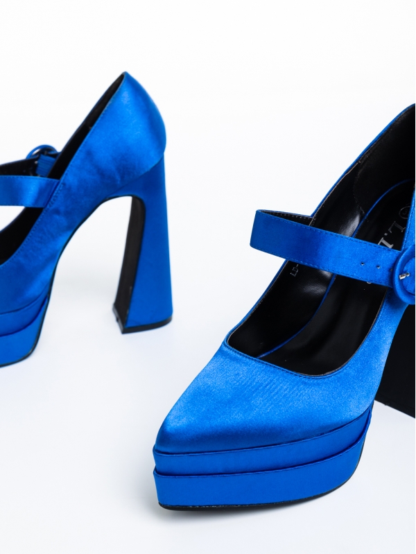 Дамски обувки  сини  с ток  от текстилен материал  Regena, 6 - Kalapod.bg