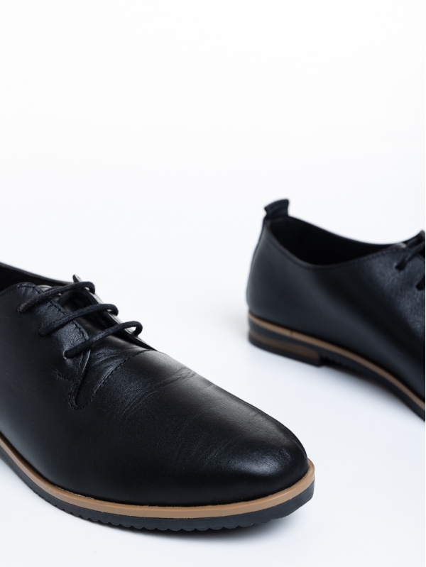Дамски ежедневни обувки  черни  от естествена кожа  Vendela, 6 - Kalapod.bg