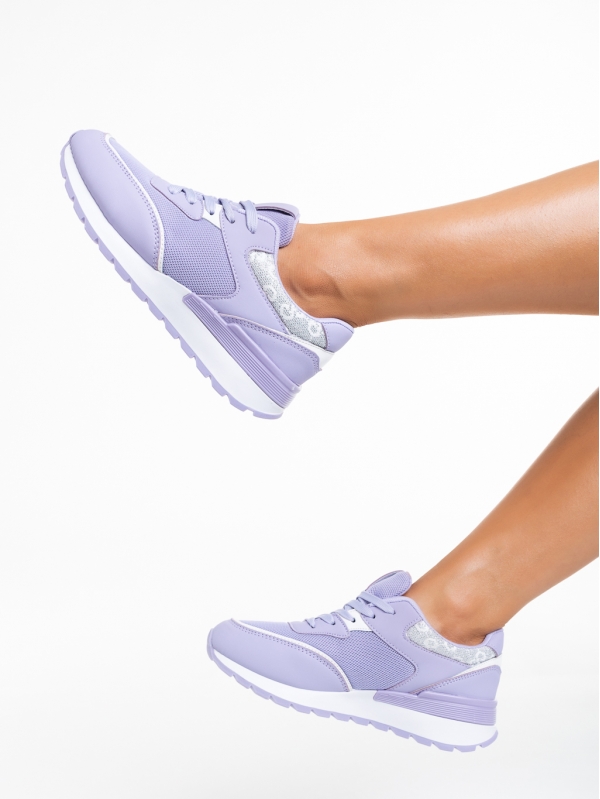 Дамски спортни обувки  лилави  от еко кожа  и текстилен материал  Joandra, 4 - Kalapod.bg