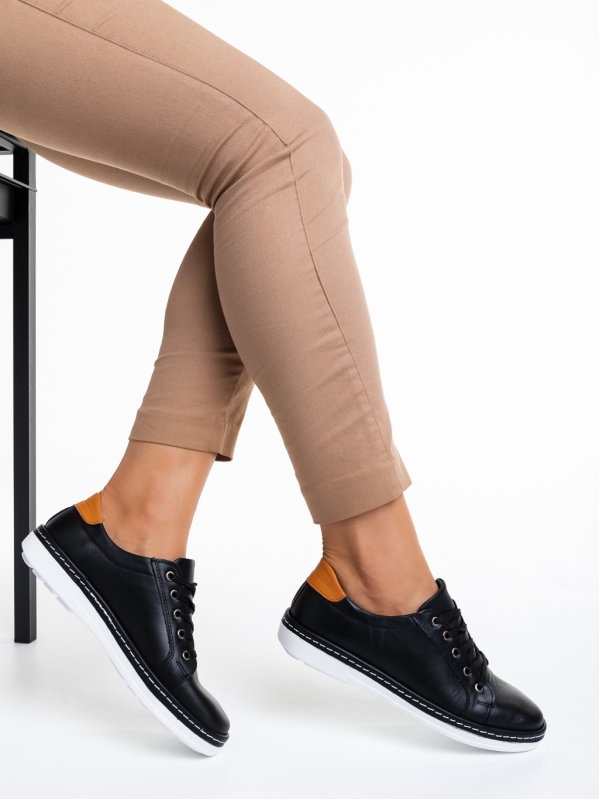 Дамски ежедневни обувки  черни  от естествена кожа  Prossy, 3 - Kalapod.bg