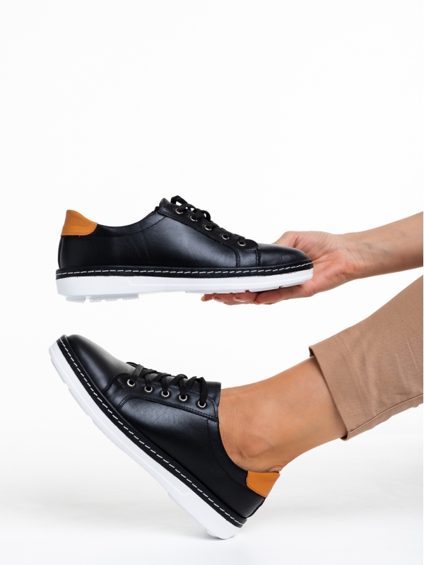 Дамски ежедневни обувки  черни  от естествена кожа  Prossy, 4 - Kalapod.bg