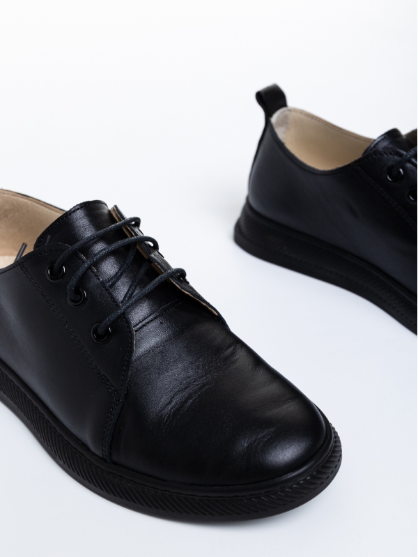 Дамски ежедневни обувки  черни  от естествена кожа  Totty, 6 - Kalapod.bg