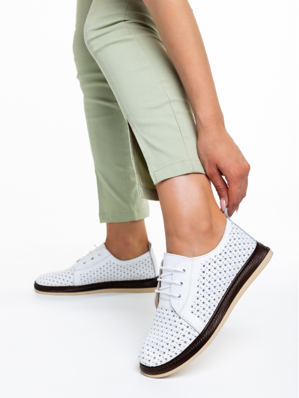 Дамски ежедневни обувки  бели  от естествена кожа  Trini, 2 - Kalapod.bg