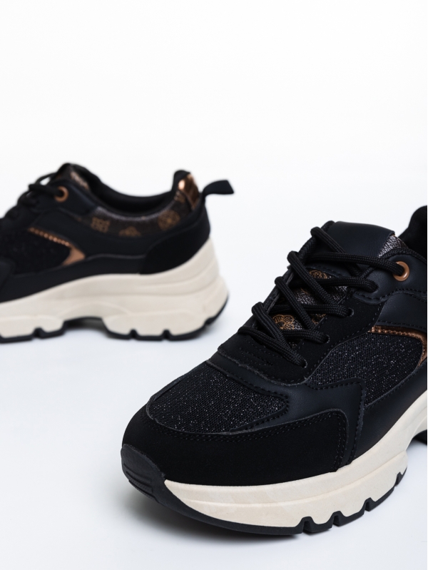Дамски спортни обувки  черни  от еко кожа  и текстилен материал  Carlisa, 6 - Kalapod.bg