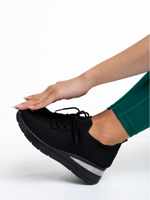 Дамски спортни обувки  черни  от текстилен материал  Davinia, 3 - Kalapod.bg
